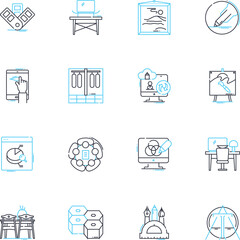 Crafting linear icons set. Knitting, Sewing, Crochet, Scrapbooking, Embroidery, Quilting, Origami line vector and concept signs. Weaving,Pottery,Candlemaking outline illustrations