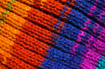 Handmade knitted fabric colored wool background texture