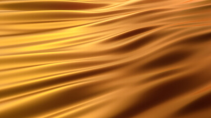 Hypnotic Technological Abstract Concept: Digital Sea of Smooth Gold Satin Metal Moving in Gentle Waves. Futuristic Visualization of Technology, Stylish Fluid Fabric Material. VFX 3D Graphics Render