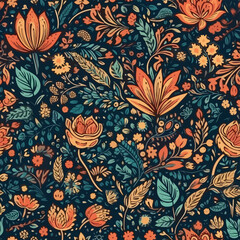Vector floral seamless pattern illustration - 594956250