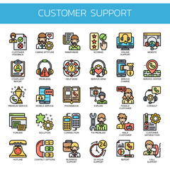 Customer Support , Thin Line and Pixel Perfect Icons