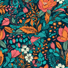 Vector floral seamless pattern illustration - 594956887