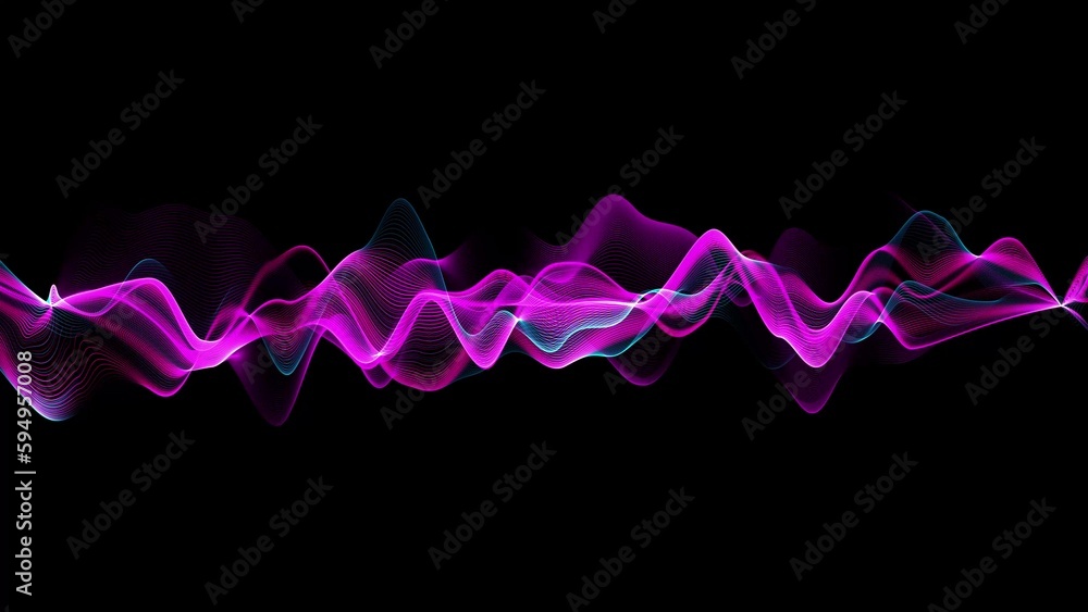 Poster dynamic energy stream. abstract wave energy background. fractal light field with particles and turbu