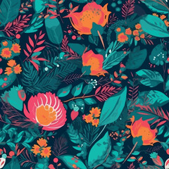 Vector floral seamless pattern illustration - 594957039