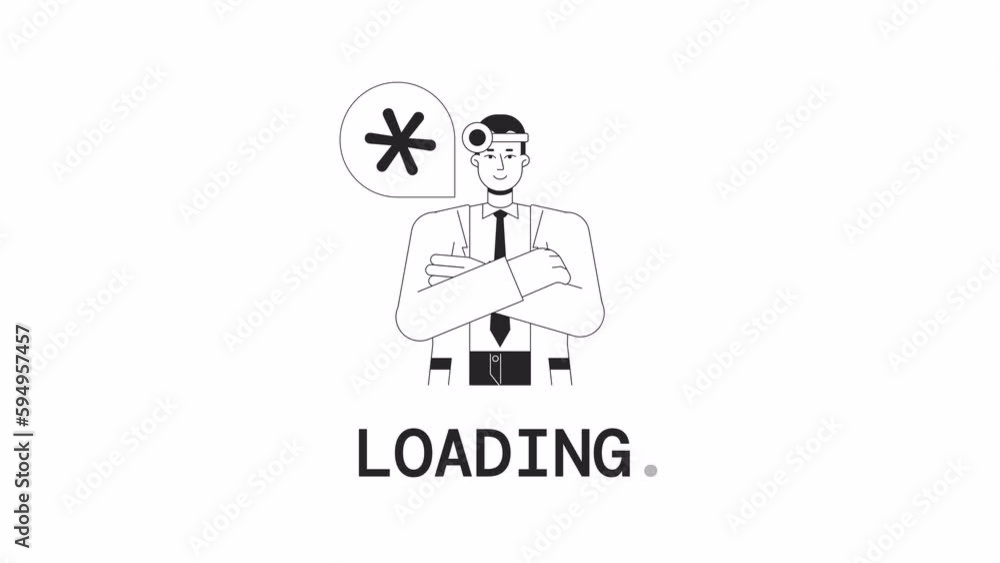 Poster emergency medic bw loader animation. medical doctor service. flash message 4k video footage. isolate