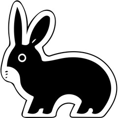 Cute Easter bunny logo design in black and white, vector illustration of a rabbit 