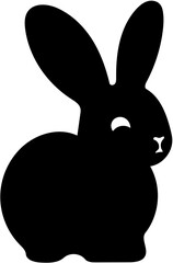 Cute Easter bunny logo design in black and white, vector illustration of a rabbit 