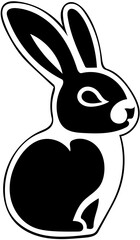 Cute Easter bunny logo design in black and white, vector illustration of a rabbit 