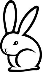 Cute Easter bunny logo design in black and white, vector illustration of a rabbit 