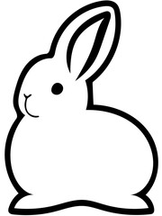 Cute Easter bunny logo design in black and white, vector illustration of a rabbit 