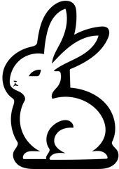 Cute Easter bunny logo design in black and white, vector illustration of a rabbit 
