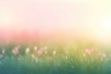 Grass flower in soft focus and blurred with vintage style for background