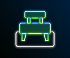Glowing neon line Bench icon isolated on black background. Colorful outline concept. Vector