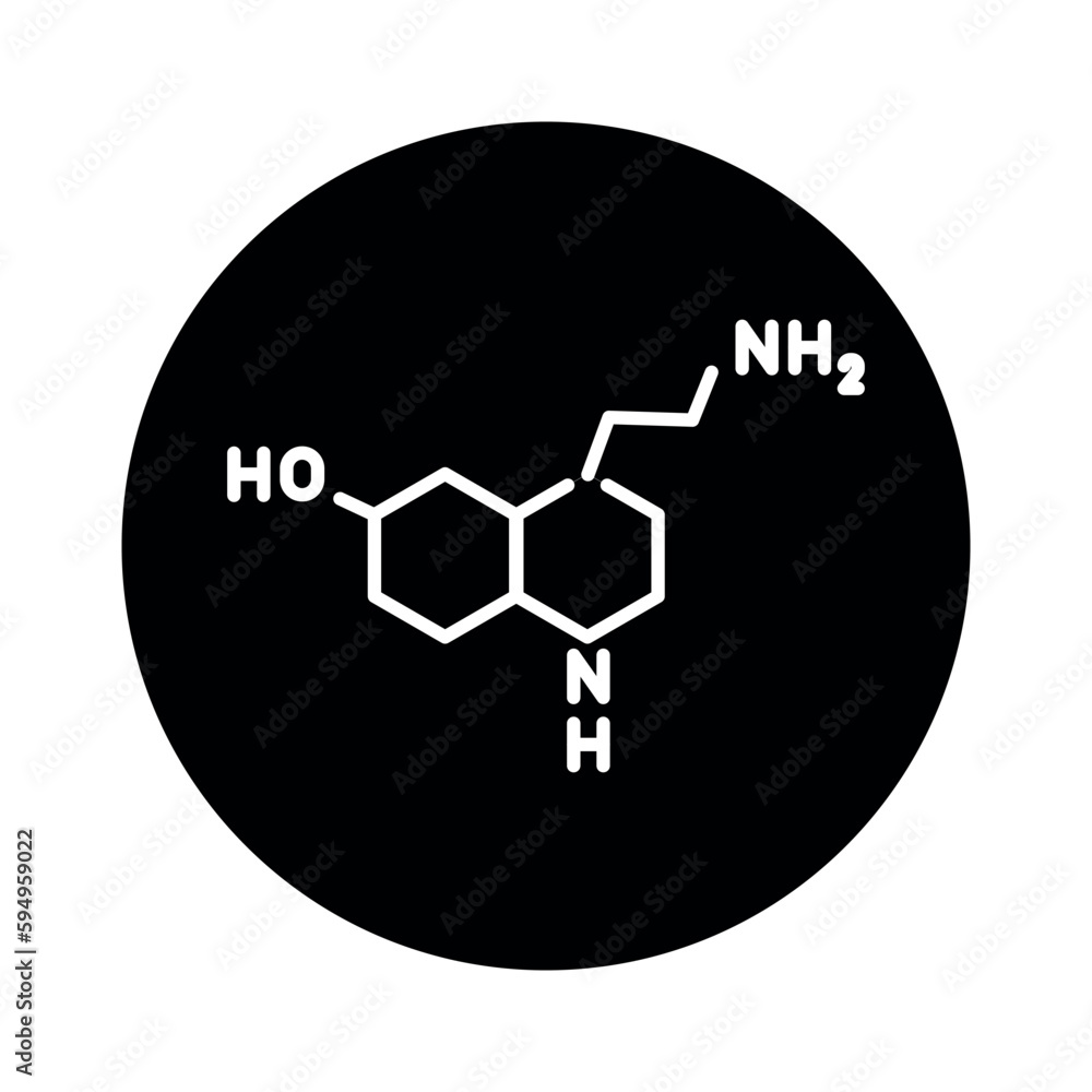 Poster serotonin formule color line icon. pictogram for web page
