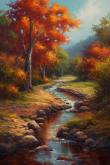 Obraz premium nature orange autumn leaves trees background 