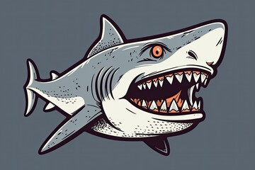 fierce shark displaying its sharp teeth with an open mouth. Generative AI
