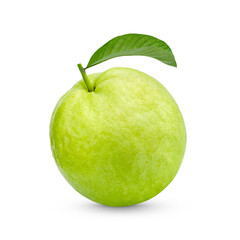 Fresh Guava fruit with leaves isolated on white background