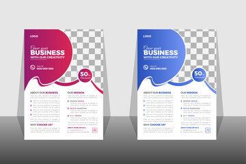 Corporate business flyer template design set with orange and blue color gradient marketing, business proposal, promotion, advertise, publication, cover page. new digital marketing flyer set