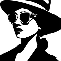 Woman face illustration Black and white