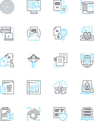 Website design linear icons set. Layout, Typography, Color, Navigation, Responsive, Interface, Graphics line vector and concept signs. User-Friendly,Minimalist,Accessibility outline illustrations