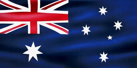 Australia flag - realistic waving fabric flag.