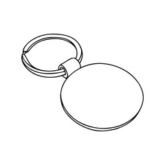 Linear keychain with empty space for your design. Round Keychain with Ring and Chain. Design Template, Mockup.