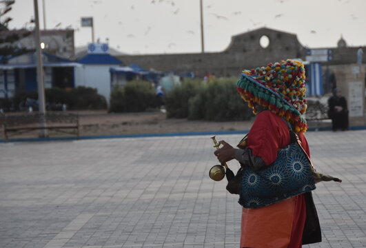 water seller in the streets of Essaouira, Morocco