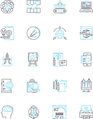 Urban Art linear icons set. Graffiti, Street art, Murals, Tags, Stencils, Paste-ups, Wheatpasting line vector and concept signs. Aerosol,Spray-paint,Bold outline illustrations