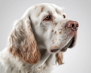photo of Clumber spaniel isolated on white background. Generative AI
