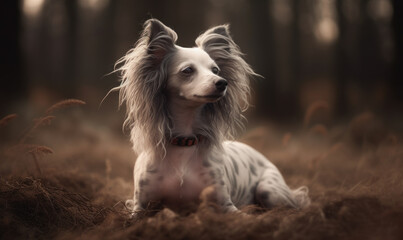photo of Chinese crested in its natural habitat. Generative AI