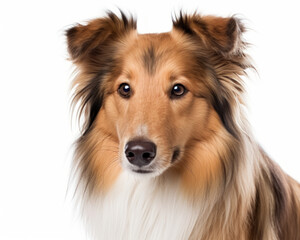 photo of collie, working dog breed  isolated on white background. Generative AI