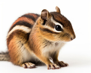 photo of chipmunk isolated on white background. Generative AI