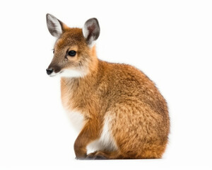 photo of Chinese water deer isolated on white background. Generative AI