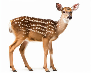 photo of chital, also called Spotted Deer isolated on white background. Generative AI