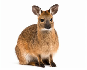 photo of Chinese water deer isolated on white background. Generative AI