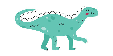 Flat hand drawn vector illustration of iguanodon dinosaur