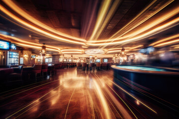 Fototapeta na wymiar Blurred casino hall. Generative AI