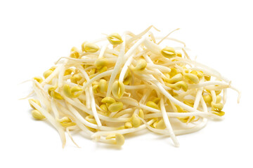 Pile of bean sprouts with white background