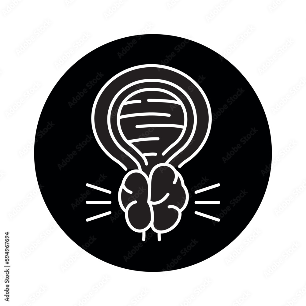Poster prostate prostatitis color line icon. pictogram for web page