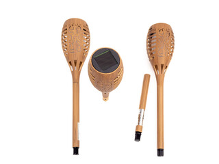 Solar-powered lamp for a path in a garden or park. Solar lamp on a white background.