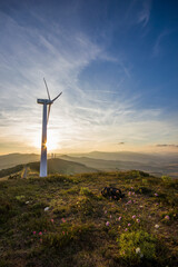 wind turbine at sunset