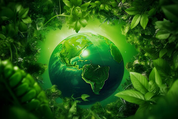 Obraz na płótnie Canvas Green Planet concept. The boll in the sight of the Earth. Generative AI