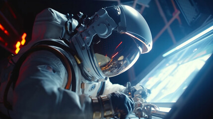  Cosmic Handyman - Astronaut Fixing Futuristic Spacecraft