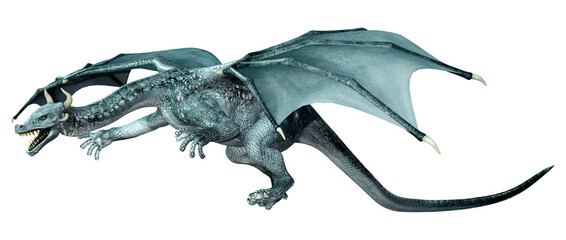 3D Rendering Fairy Tale Dragon on White