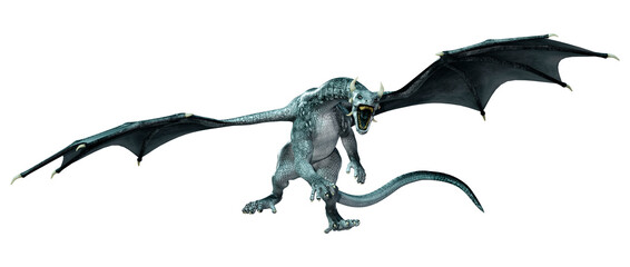 3D Rendering Fairy Tale Dragon on White