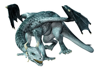 3D Rendering Fairy Tale Dragon on White