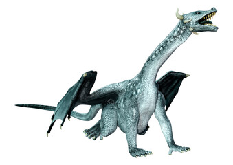 3D Rendering Fairy Tale Dragon on White