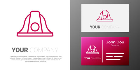 Logotype line Firefighter helmet or fireman hat icon isolated on white background. Logo design template element. Vector