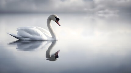 A graceful swan gliding across a calm lake generative AI