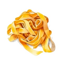 Watercolor illustration of Italian pasta on white background. Generative AI.